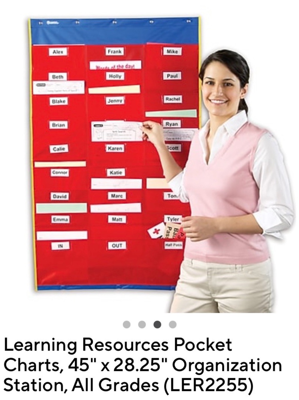Learning Resources Classroom Pocket Chart Organizer - Red